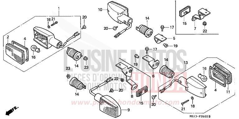 BLINKER von CB1300 Super Bold'or ABS CANDY REVIVE RED (R210) von 1996